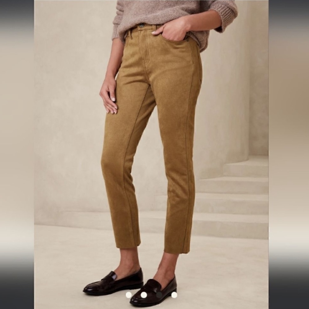 Banana Republic Factory High Rise Slim Brown Vegan Suede Pants Size 34 / 18